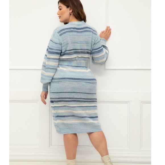 ELOQUII Elements Cardigan Sweater Dress With Tie - Picture 3 of 10